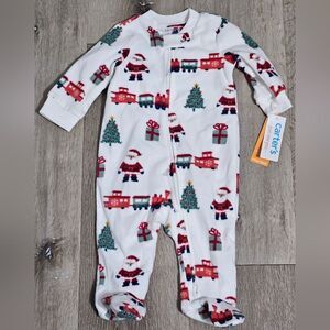 Carter's baby Size 6 Months Footed Christmas Sleeper Santa & Train NEW